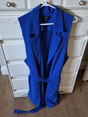 Michel Studio Royal Blue Sleeveless Belted Vest